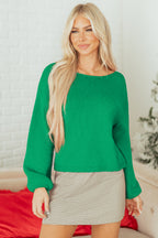 Festive Bow Backless Bubble Sleeve Sweater