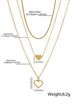 Gold Plated Triple Layered Heart Necklace Set