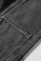 Mineral Wash Lace-up High Waist Raw Hem Patched Pocket Pants