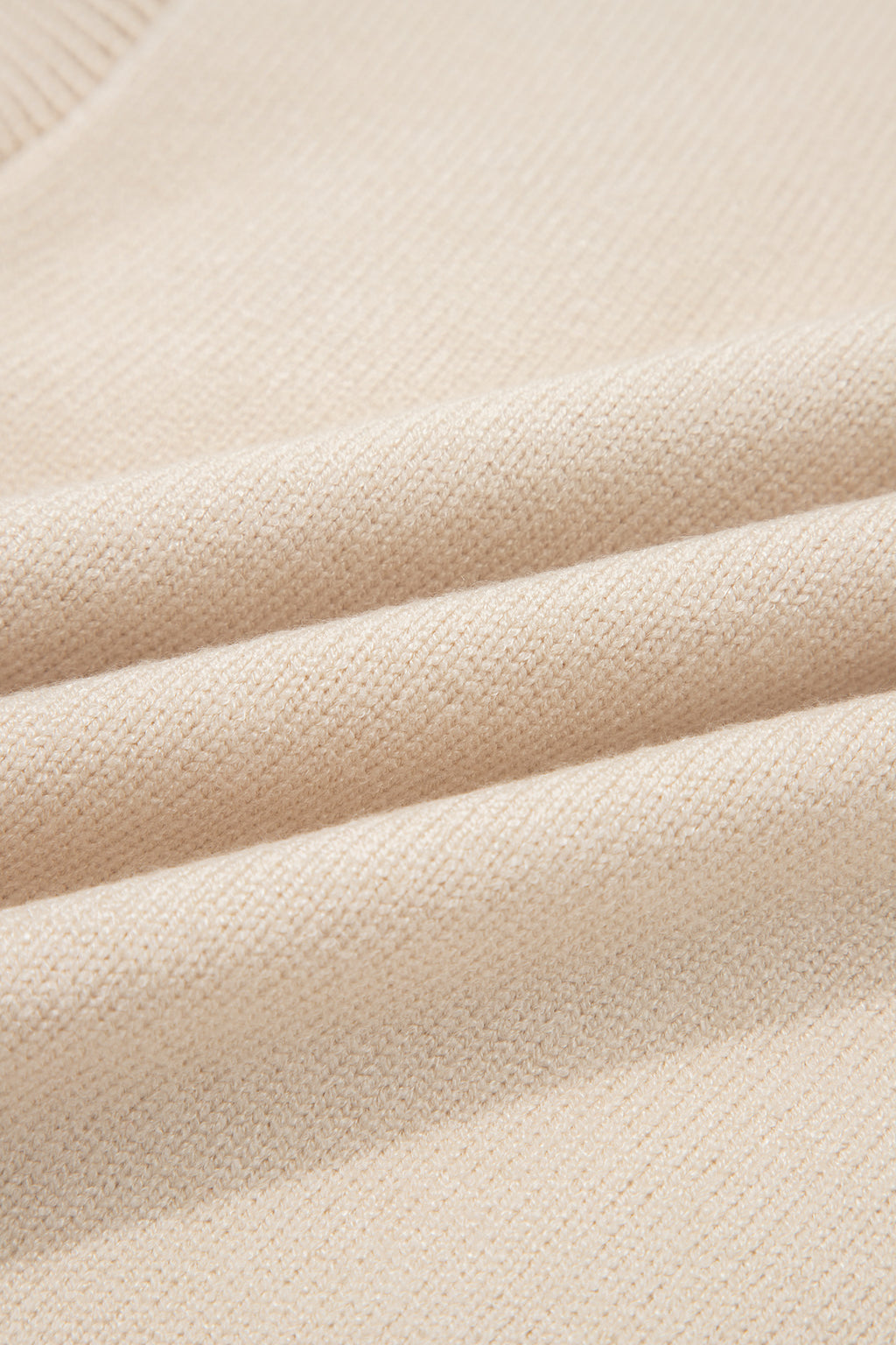 Parchment Corded Horseshoes Ribbed Trim Mock Neck Short Sleeve Sweater