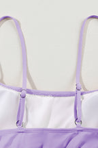 Striped Patchwork Spaghetti Strap High Waist Bikini Swimsuit