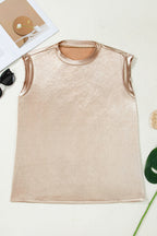 Gold Round Neck Metallic Tank Top