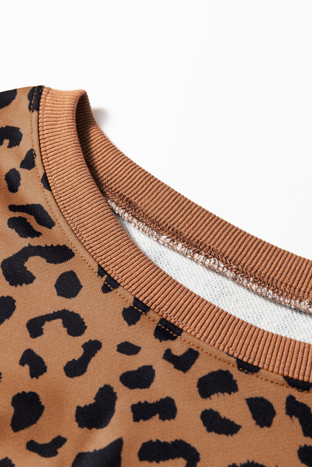 Purple Stripe Color Block Patchwork Leopard Casual Sweatshirt with Slits