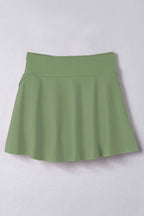 Green Criss Cross Waist Flared Swim Skirt