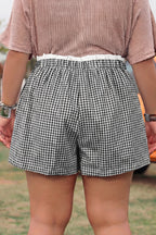 Contrast Trim Plaid Print Plus Size Shorts