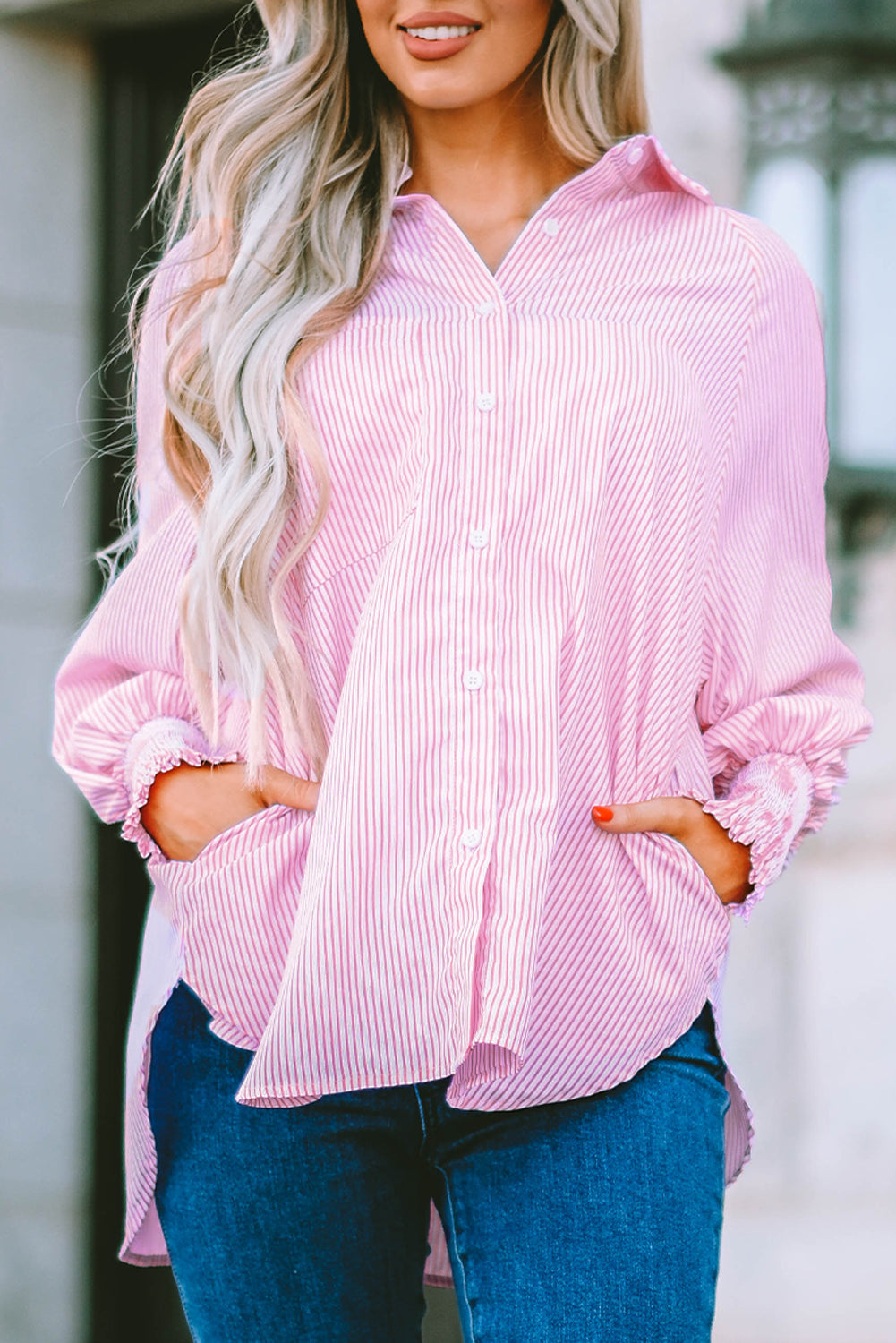 White Floral Lace Hollow-out Splicing Crinkled Shirt