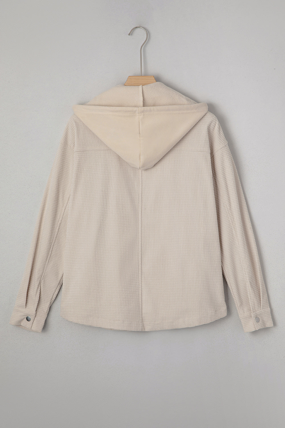 Beige Thermal Knit Textured Hooded Jacket