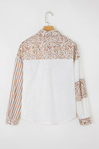 Pink Leopard Striped Western Casual Shirt