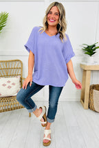 Wisteria Waffle V Neck Short Sleeve Knit Top