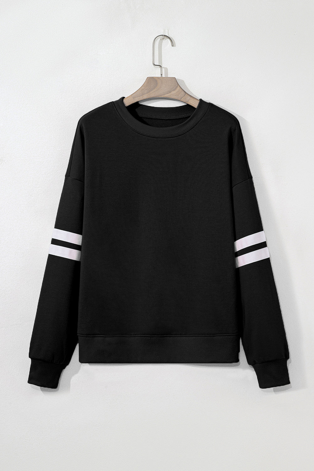 Tillandsia Purple Varsity Striped Detail Drop Shoulder Oversized Sweatshirt