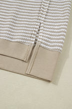 Brown Stripe Plus Size Breathable Knit Ribbed Trim Long Sleeve Top