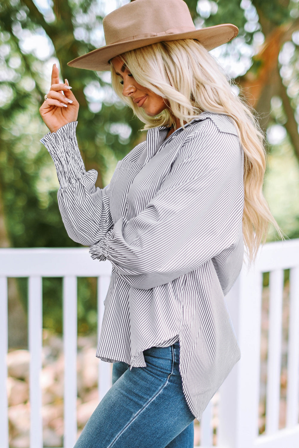 White Floral Lace Hollow-out Splicing Crinkled Shirt