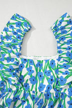 Floral Print Square Neck Ruffled Strap Maxi Dress