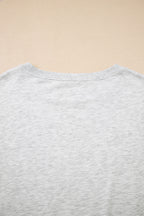 Light Grey Faded Varsity Print Loose Pullover Top