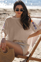 Granny Square Crochet Detail Loose T Shirt