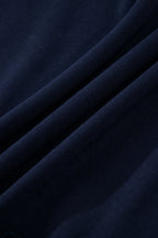 Navy Blue Tiered Ruffle Ribbed Crew Neck Pullover Plus Size Top