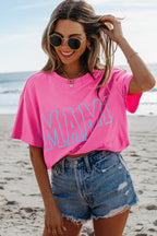 Light Blue MAMA Letter Graphic Neon T Shirt
