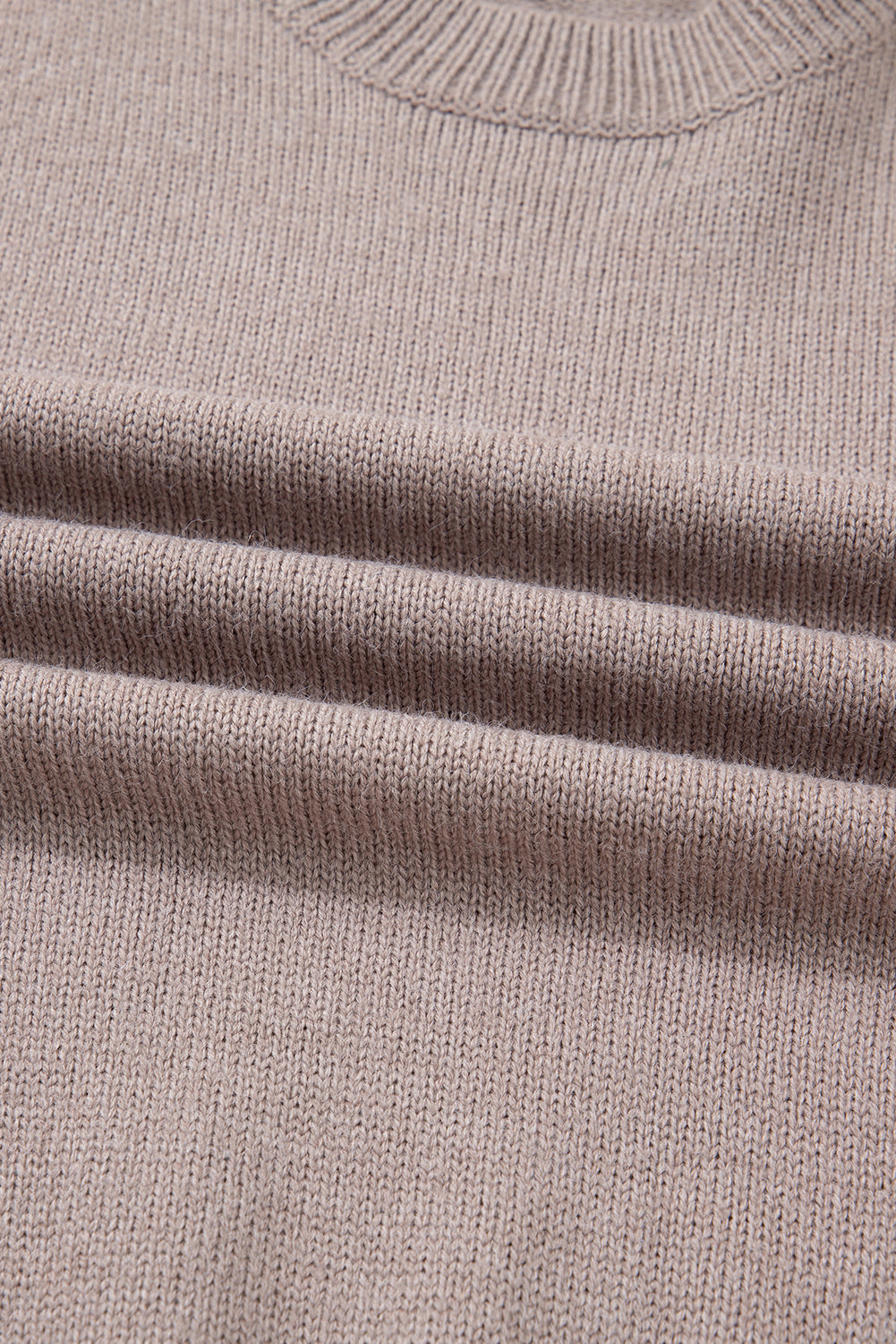 Beige Embroidered Floral Sleeve Round Neck Loose Sweater