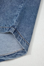 Ashleigh Blue Button Flap Pocket Cuffed Short Sleeve Denim Shirt