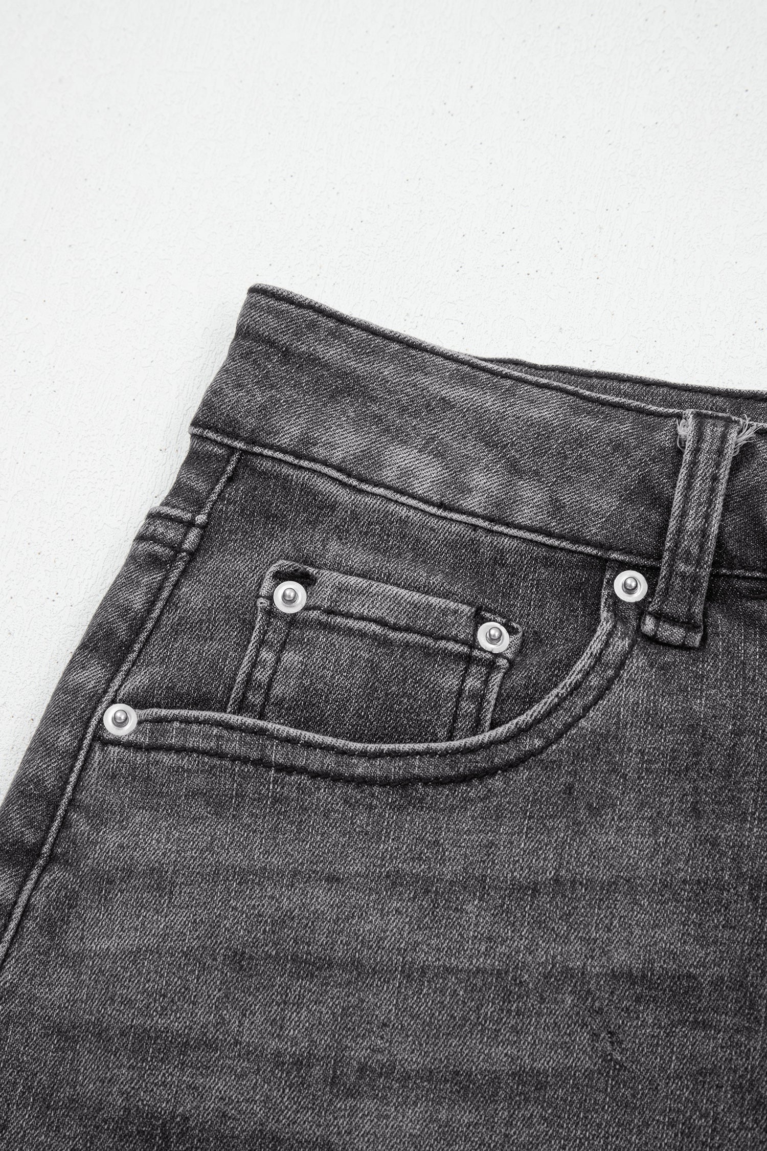 Irregular Distressed Bottom Denim Midi Skirt