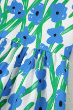 Floral Print Square Neck Ruffled Strap Maxi Dress