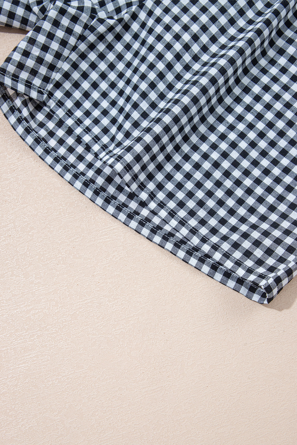 Blue Gingham Printed High Waist Shorts