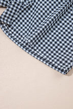 Blue Gingham Printed High Waist Shorts