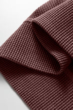 Bright Pink Waffle Knit Patchwork Long Sleeve Loose Top