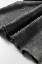 Mineral Wash Lace-up High Waist Raw Hem Patched Pocket Pants