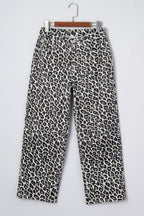 Black Leopard Print Barrel Jeans