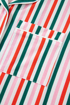 Pink Stripe Christmas Long Sleeve Shirt Style Lounge Dress