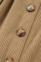 Camel Corduroy Buttoned Front Faux Pockets Mini Skirt