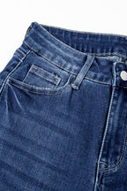 Beau Blue Mineral Wash Raw Hem High Waist Flared Jeans