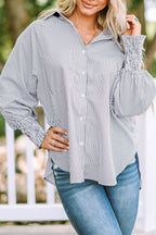 White Floral Lace Hollow-out Splicing Crinkled Shirt