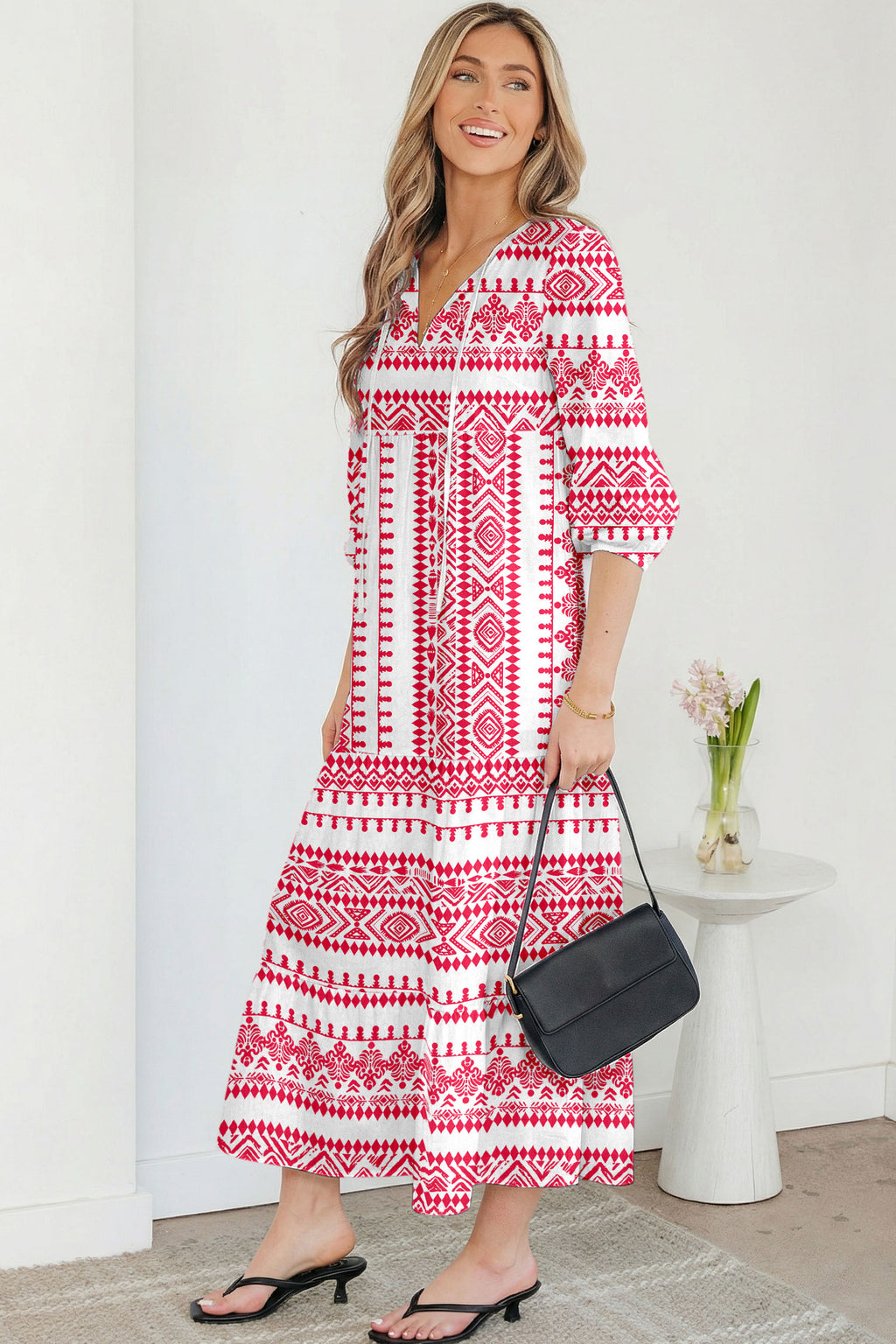Boho Printed Half Sleeve Maxi Dress