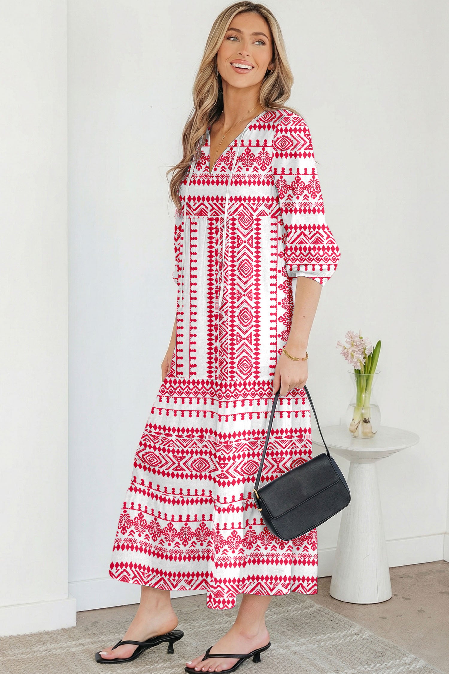 Boho Printed Half Sleeve Maxi Dress