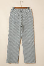 Black Stripe Patch Pocket High Waist Shift Denim Jeans