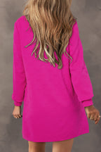 Jacquard Textured Quarter Zipper Shift Mini Dress