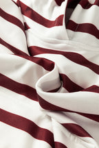 Red Stripe Pullover Hoodie Ribbed Solid Pants 2pcs Set Outfit