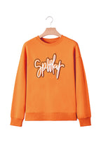 Grapefruit Orange Spooky Graphic Halloween Crew Neck Holiday Sweatshirt