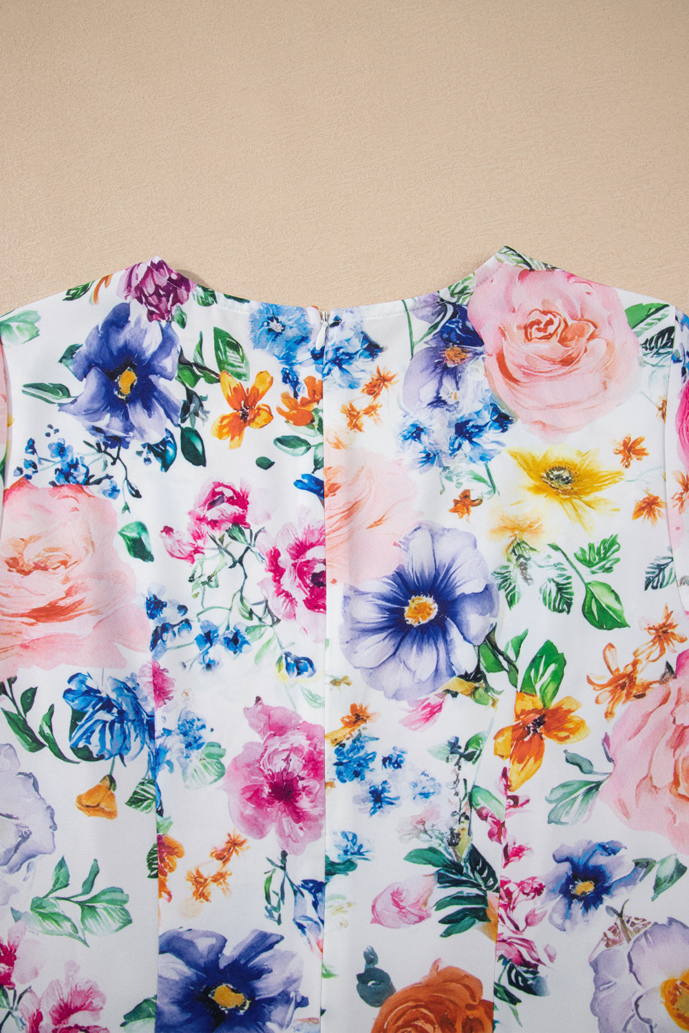 Sky Blue Vibrant Floral Print Cap Sleeve Mini Dress