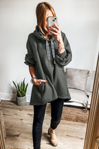Fleece Lined Adjustable Drawstring Oversize Tunic Hoodie