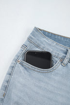 Beau Blue Mid Rise Ankle-Length Distressed Skinny Jeans