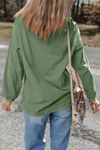 Grass Green Sequined merry Letter Graphic Twisted Ribbed Baggy Sweatshirt
