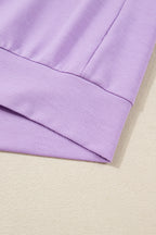 Purple Stripe Patchwork Buttoned Drop Shoulder Plus Size Pullover