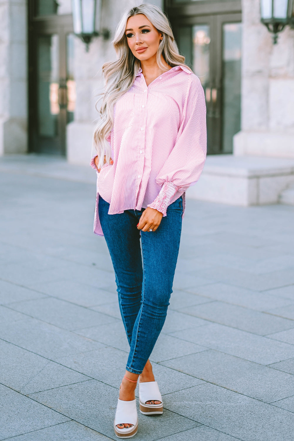 White Floral Lace Hollow-out Splicing Crinkled Shirt
