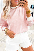 Pink Stripe Contrast Edge Patchwork Long Sleeve Top
