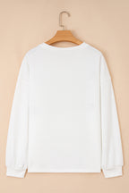 White HOLLY JOLLY Embroidered Graphic Pullover Sweatshirt