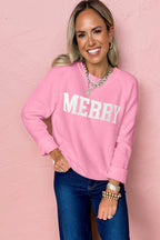 MERRY Letter Pattern Christmas Raglan Sleeve Sweater