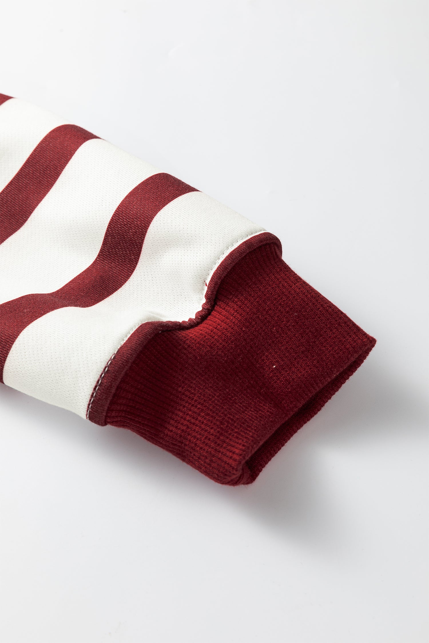 Red Stripe Pullover Hoodie Ribbed Solid Pants 2pcs Set Outfit